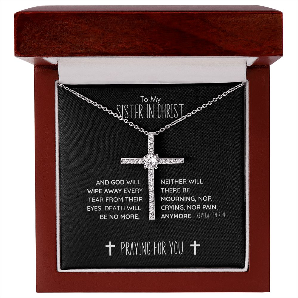 To My Sister in Christ Grieving Cross Necklace Revelation