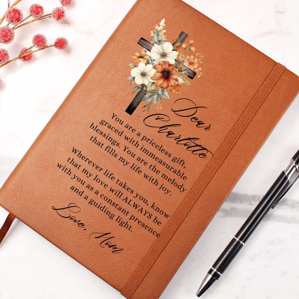 Floral Cross Personalized Leather Daughter Message Journal