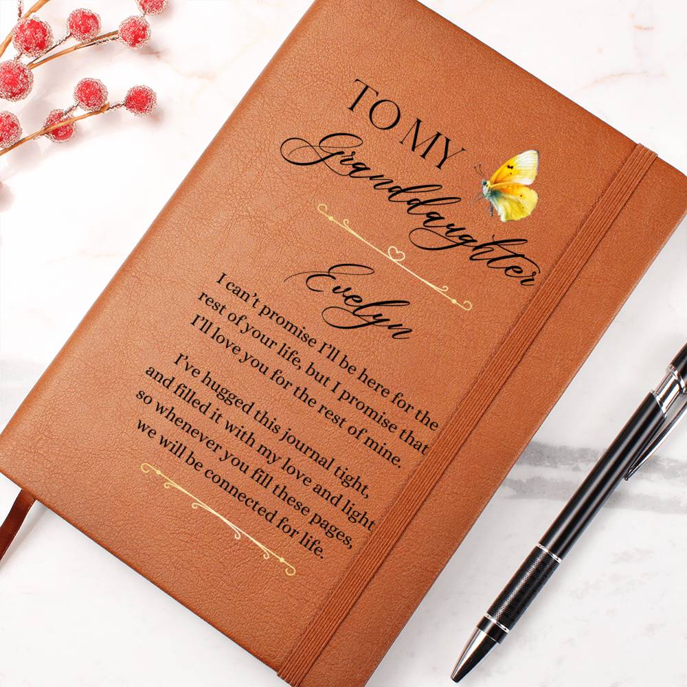 To My Granddaughter Connected for Life Personalized Leather Journal