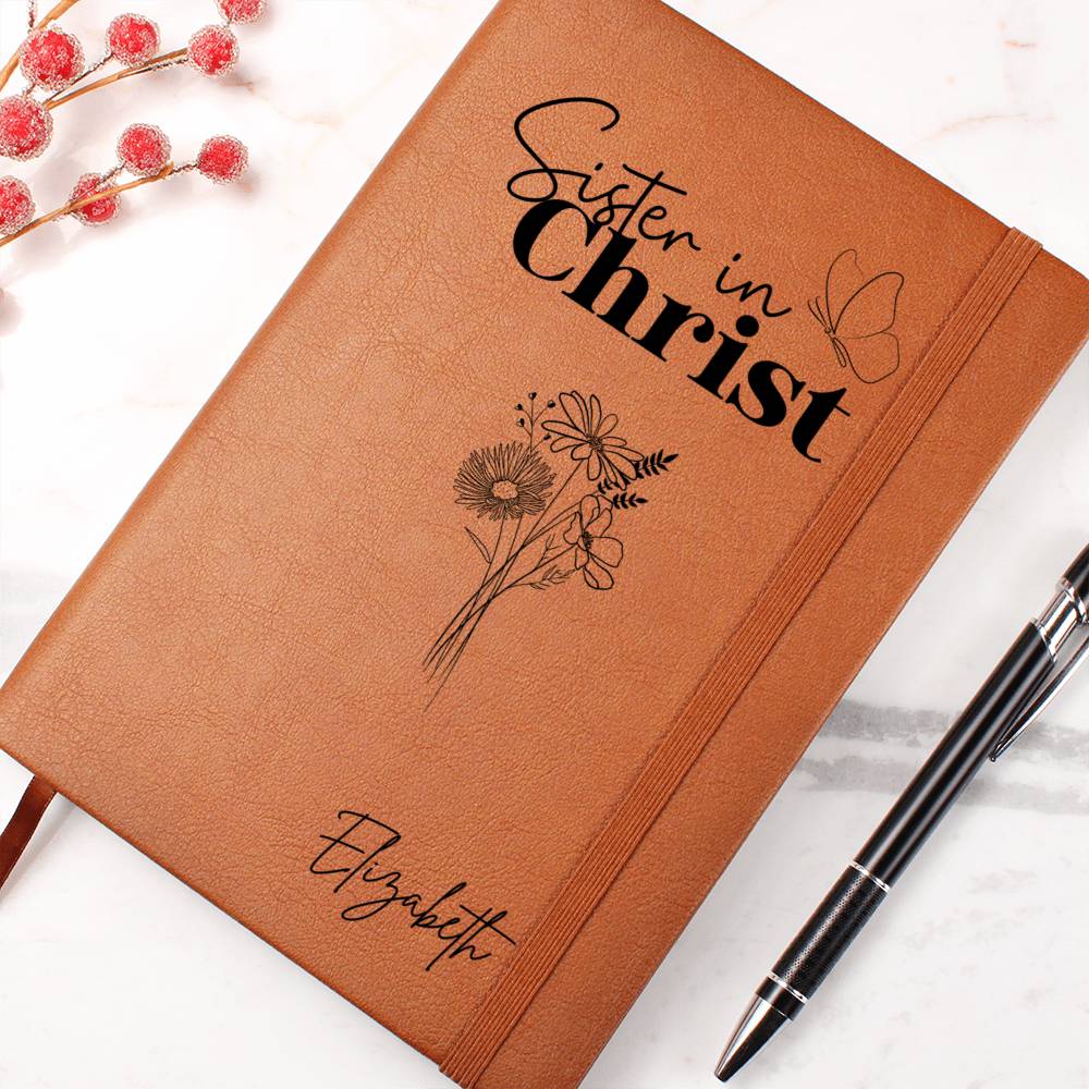 Sister in Christ Personalized Leather Journal