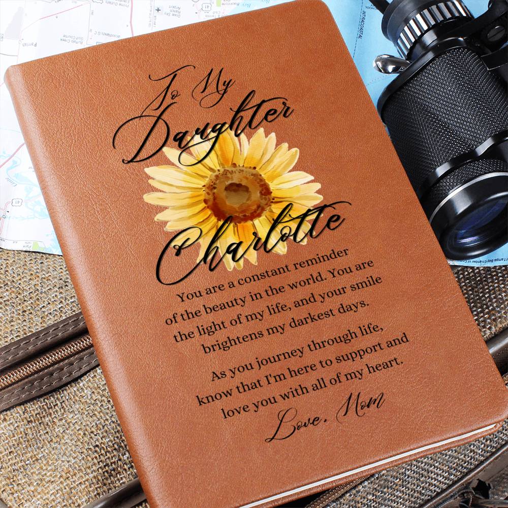 To My Daughter Personalized Sunflower Leather Journal