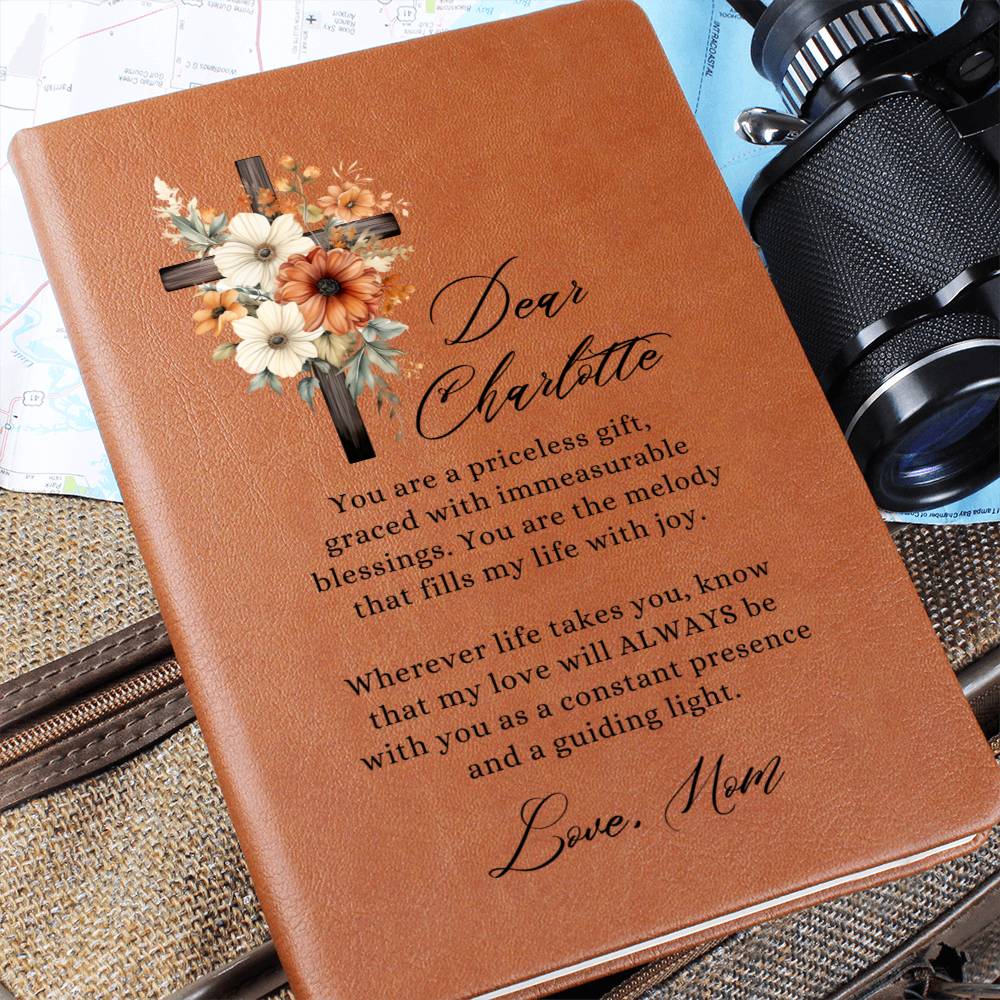 Floral Cross Personalized Leather Daughter Message Journal