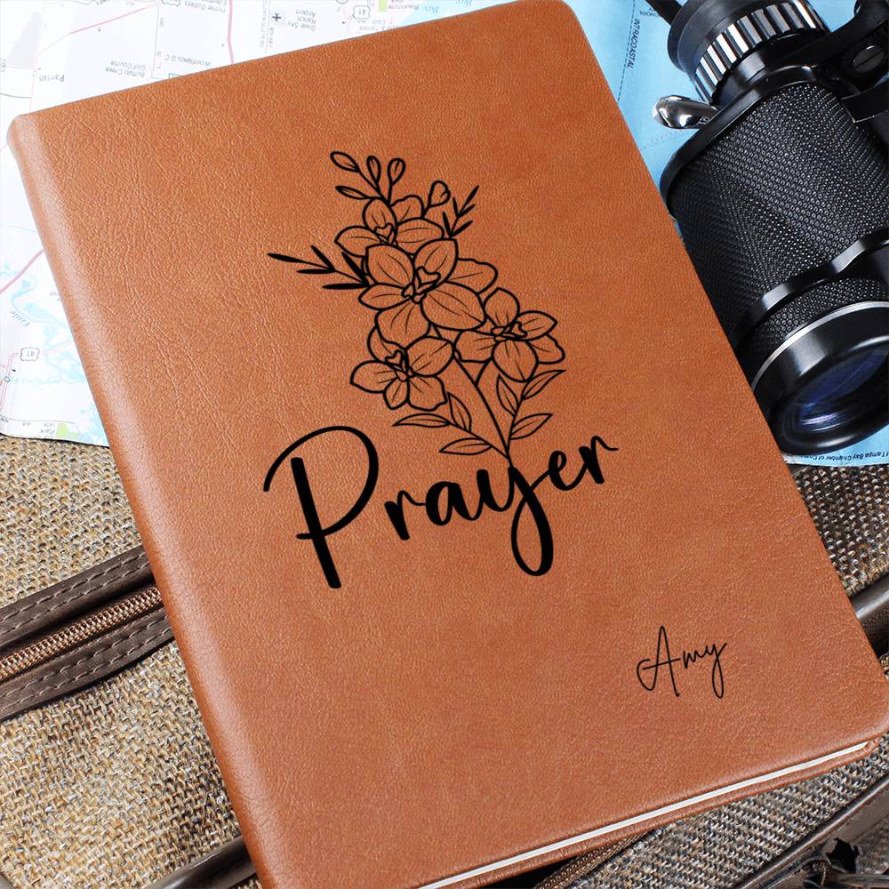 Floral Personalized Leather Prayer Journal for Women, Christian Devotional Journal Custom Leather Notebook Faith Journaling Christian Gift
