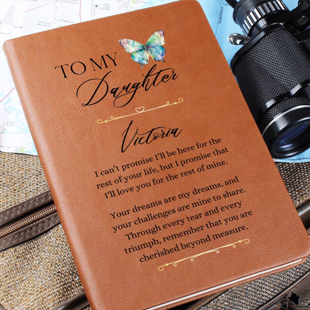 To My Daughter Personalized Leather Journal for Daughter - Blue