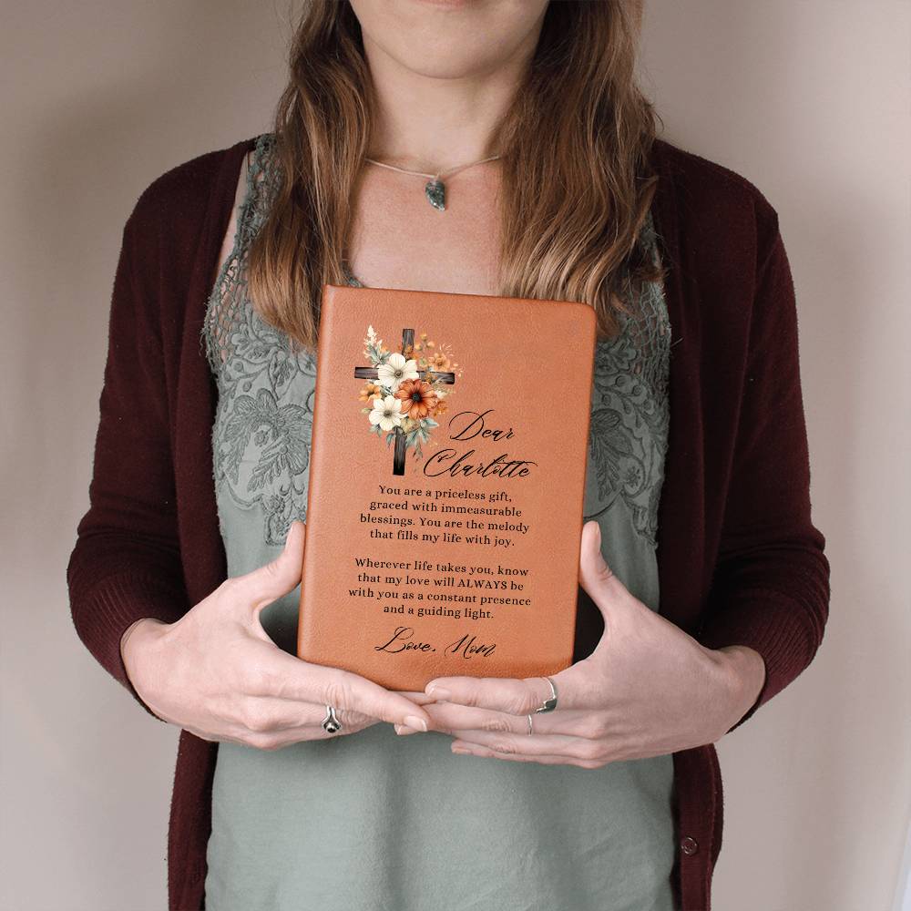 Floral Cross Personalized Leather Daughter Message Journal