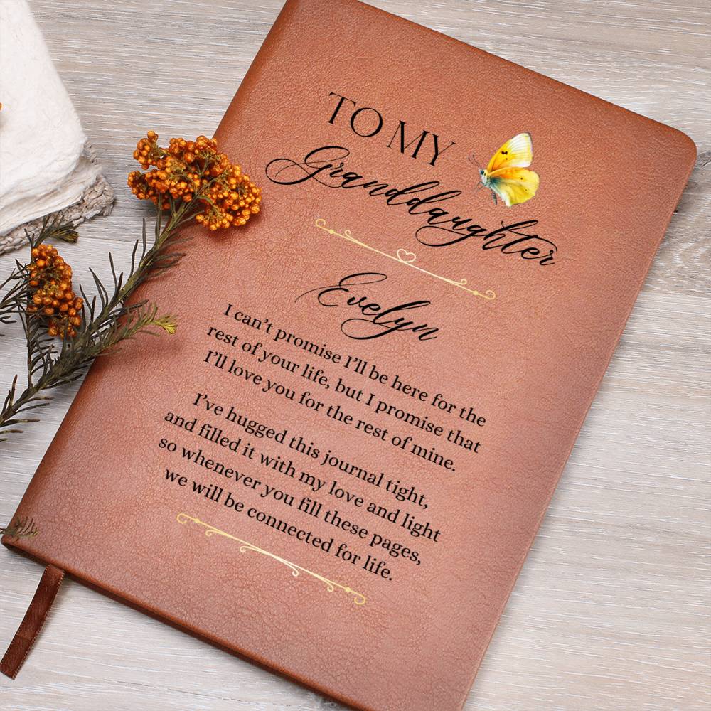 To My Granddaughter Connected for Life Personalized Leather Journal