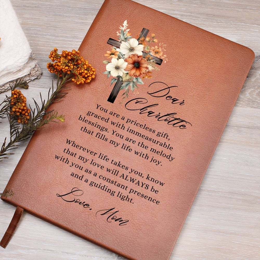 Floral Cross Personalized Leather Daughter Message Journal