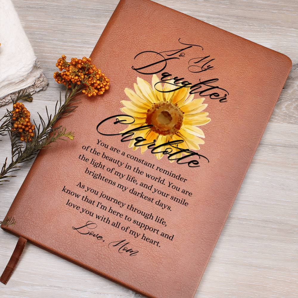 To My Daughter Personalized Sunflower Leather Journal