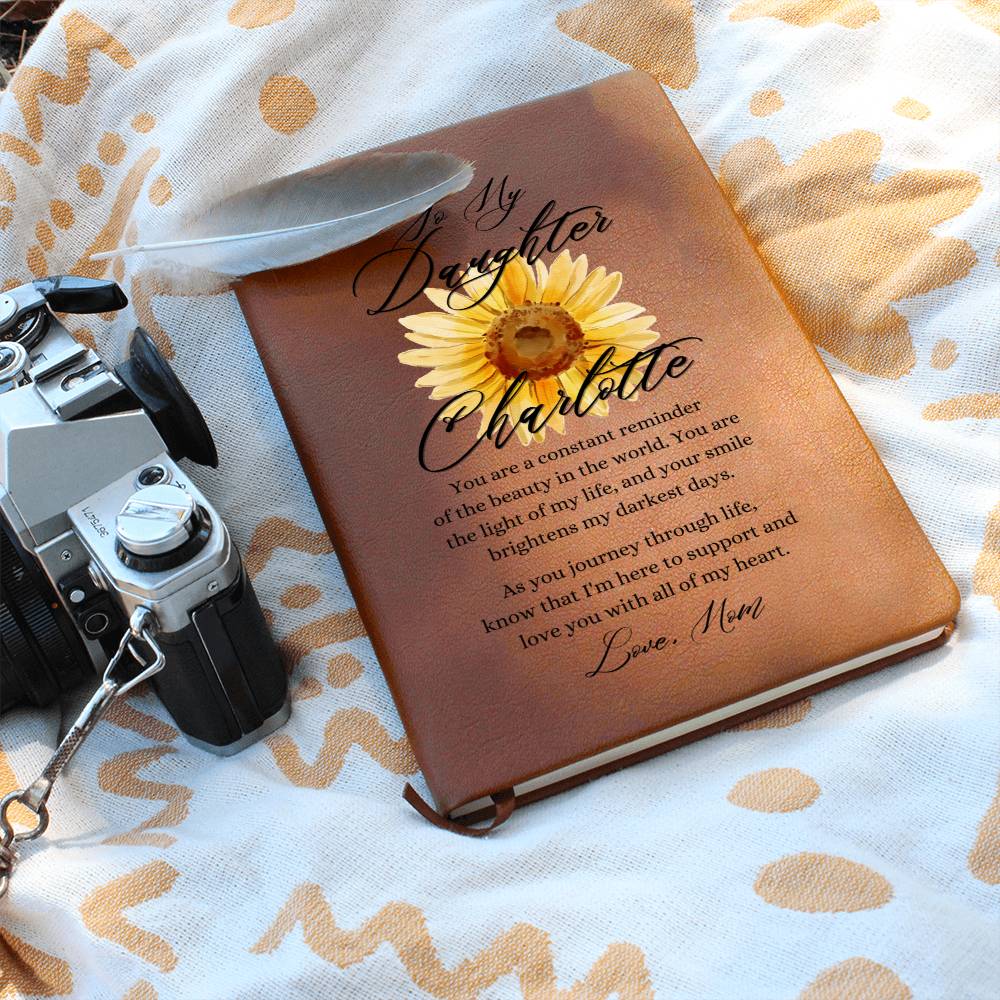 To My Daughter Personalized Sunflower Leather Journal