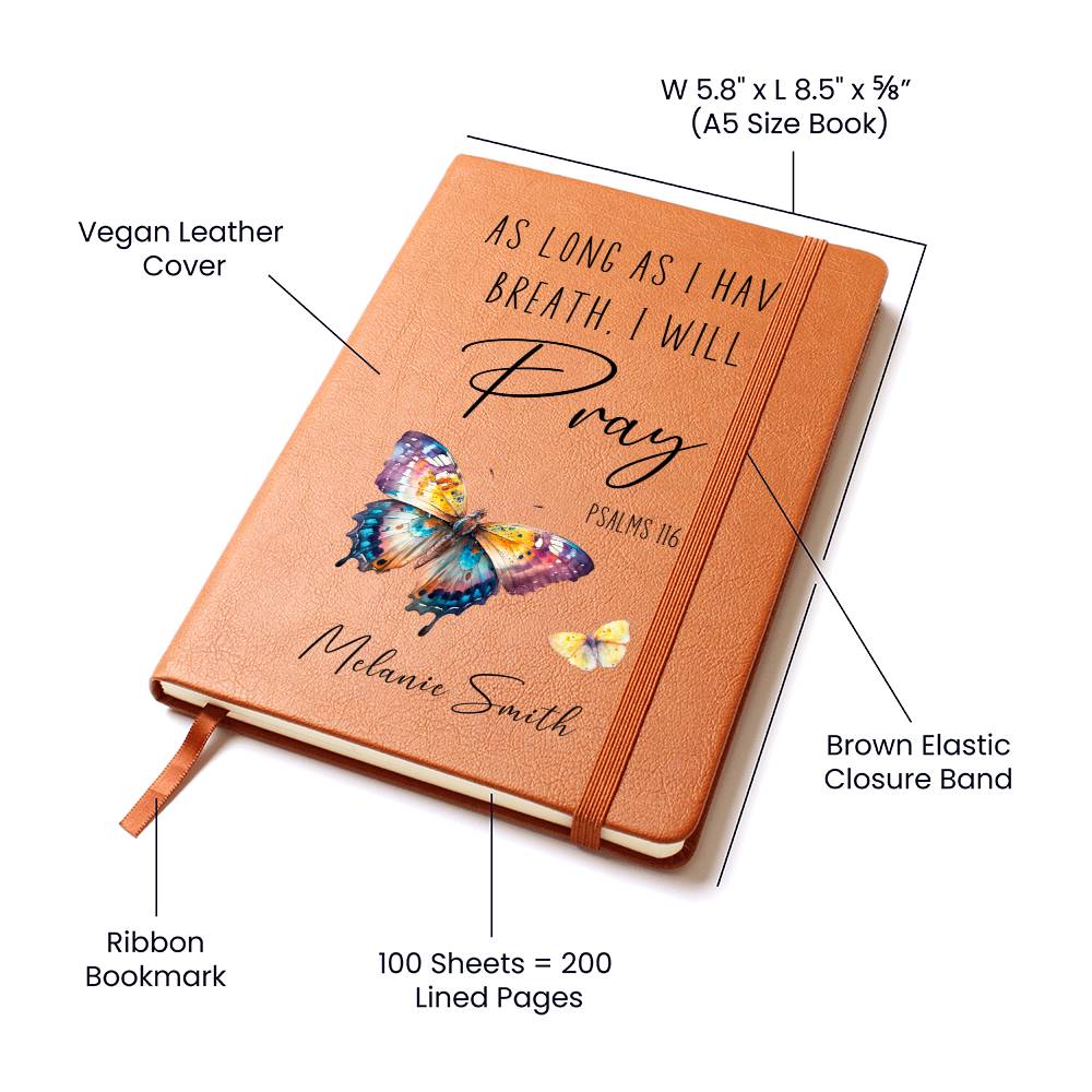 Personalized Prayer Journal for Women, Watercolor Butterfly Bible Verse Prayer Journal, Christian Gifts Sister in Christ Gift Faith Journal
