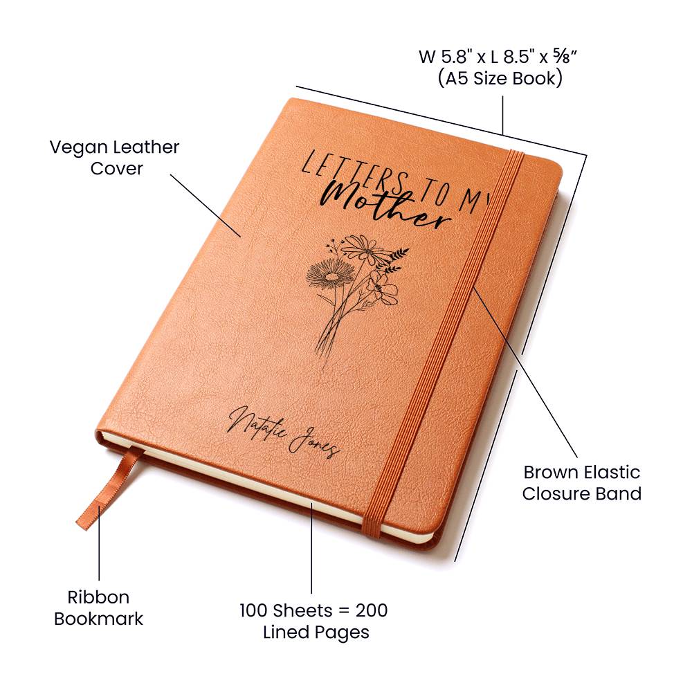 Letters To My Mother Personalized Leather Journal, Gift for Mother from Daughter Mothers Day Gifts Keepsake for Mom Gifts Unique
