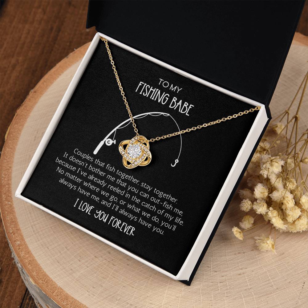 Catch Of My Life Fishing Babe Love Knot Necklace