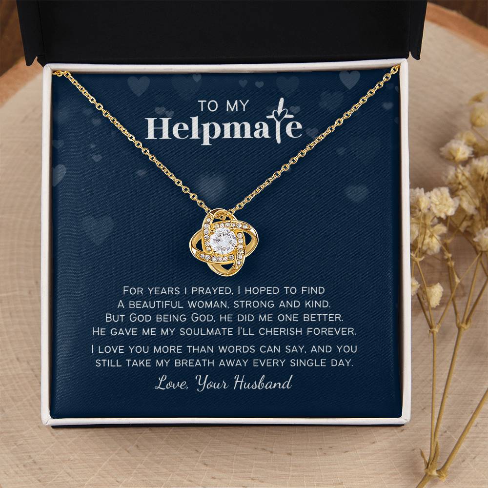 To My Helpmate Christian Personalized Love Knot Necklace