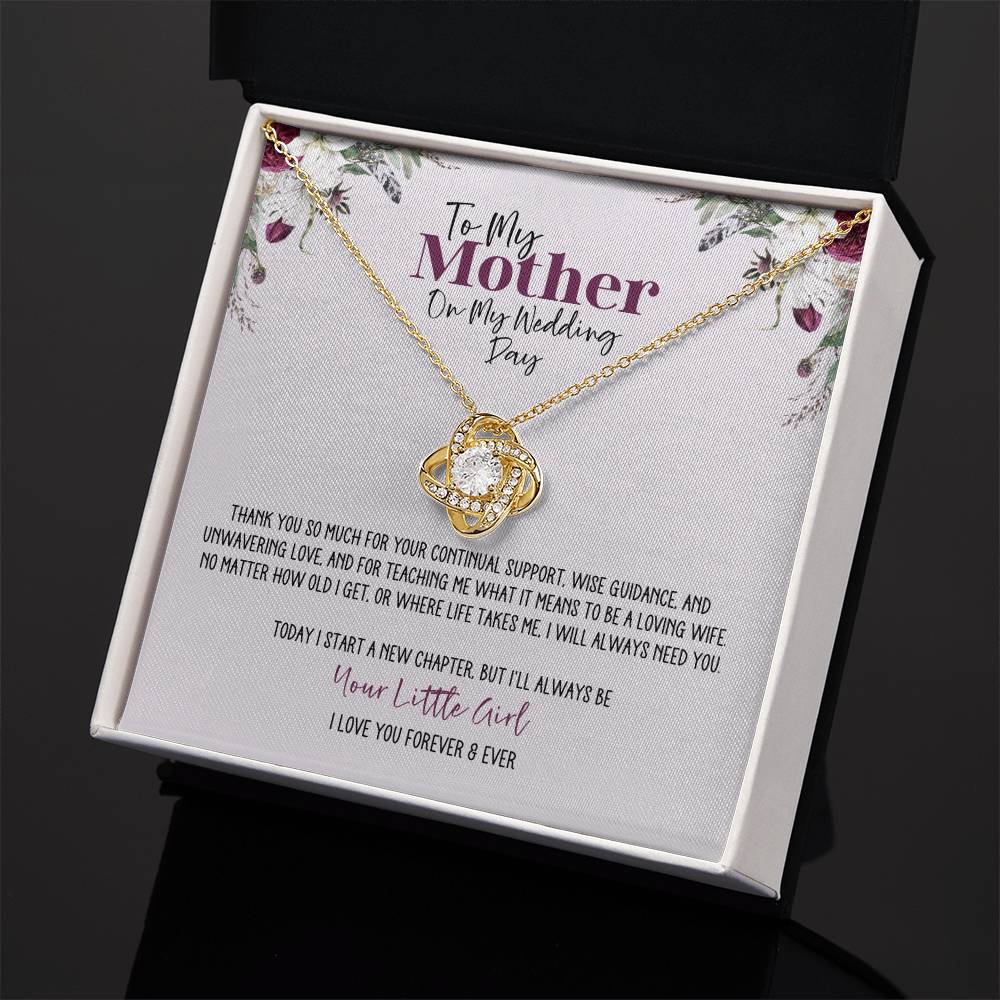 Burgundy Floral Wedding Day Mother Personalized Love Knot Necklace