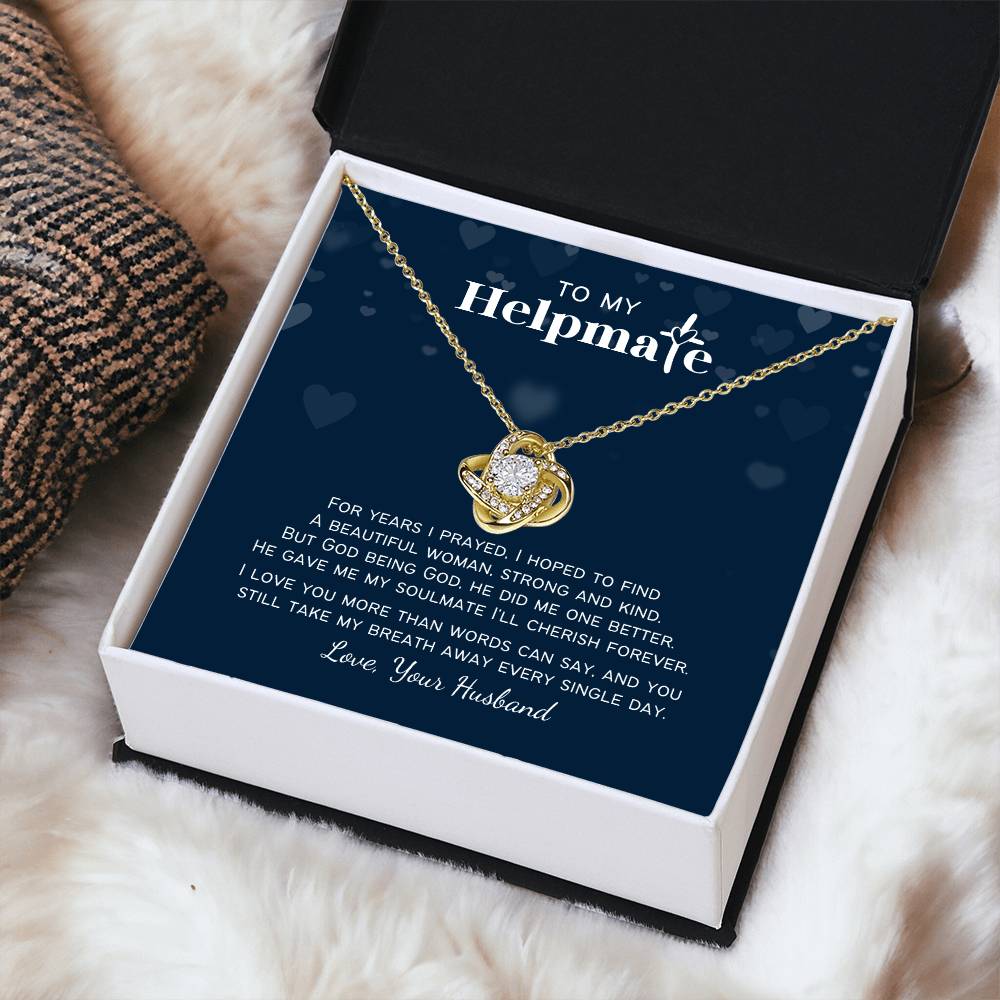 To My Helpmate Christian Personalized Love Knot Necklace
