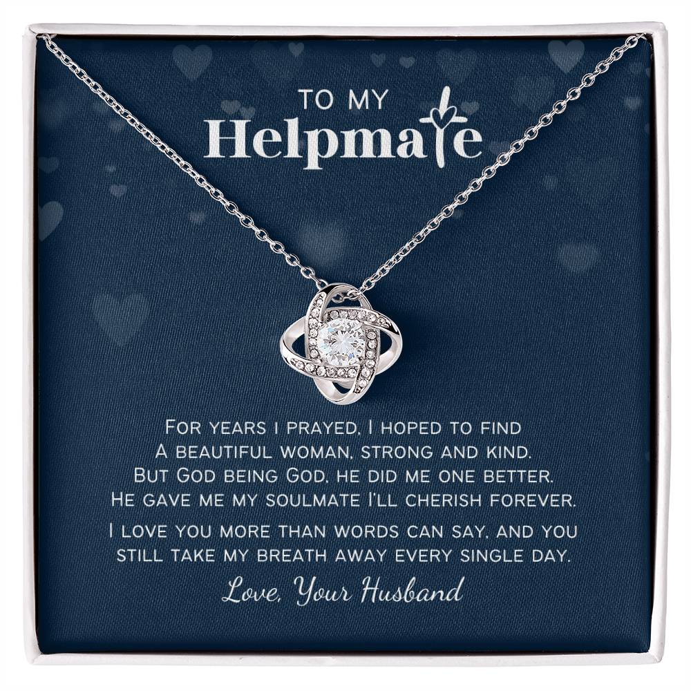 To My Helpmate Christian Personalized Love Knot Necklace