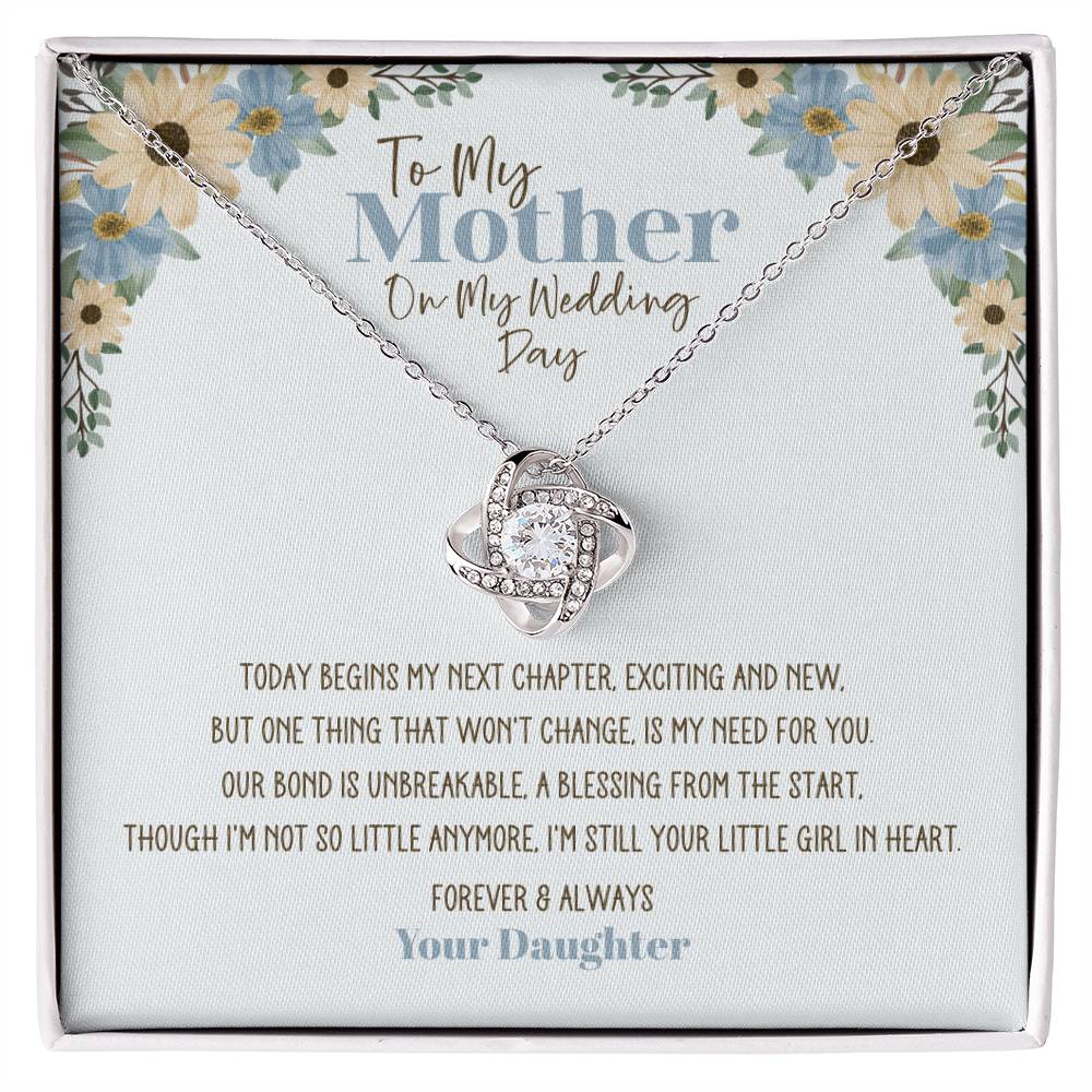 Blue Floral Wedding Day Mother Personalized Love Knot Necklace