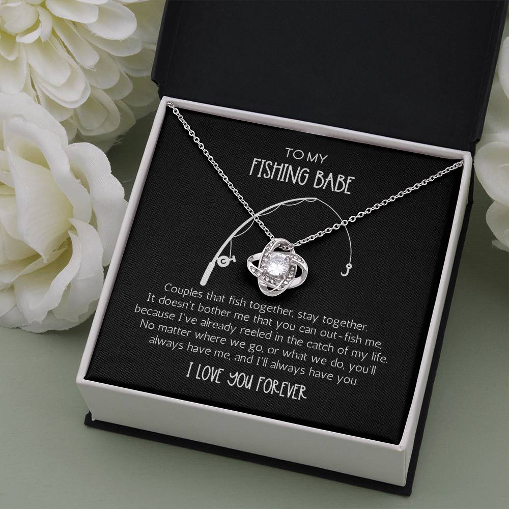 Catch Of My Life Fishing Babe Love Knot Necklace