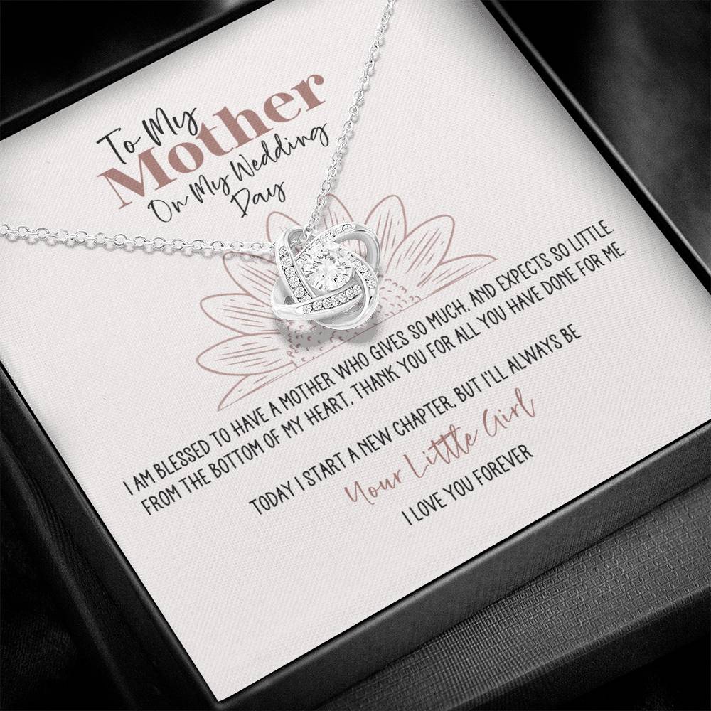 Sunflower Wedding Day Mother Personalized Love Knot Necklace