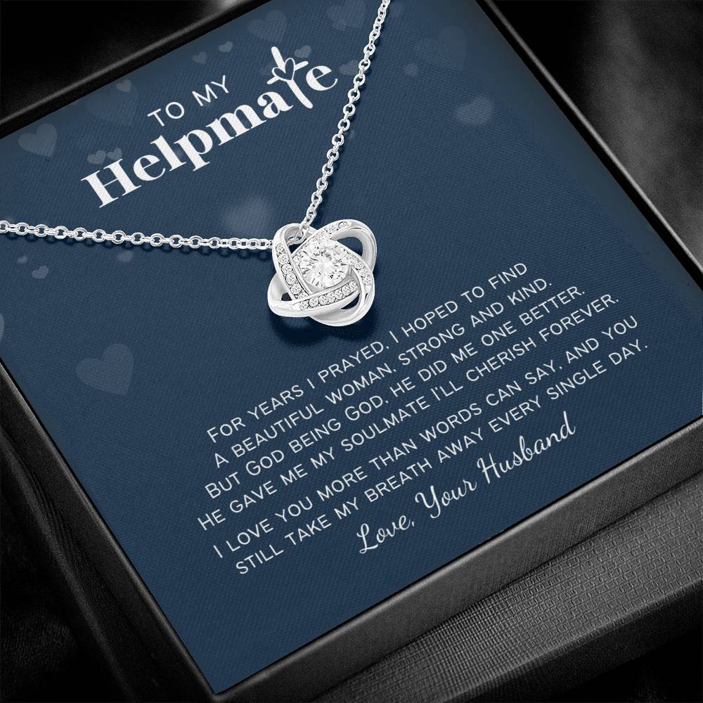To My Helpmate Christian Personalized Love Knot Necklace