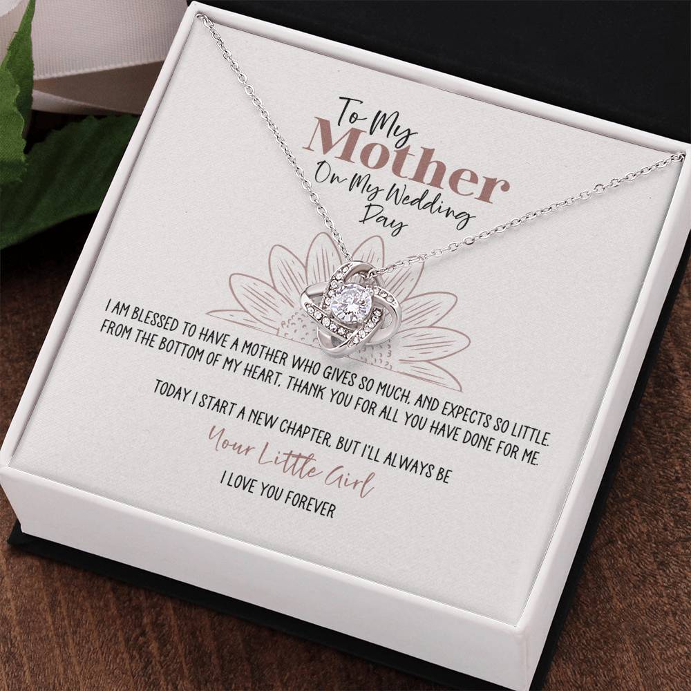 Sunflower Wedding Day Mother Personalized Love Knot Necklace