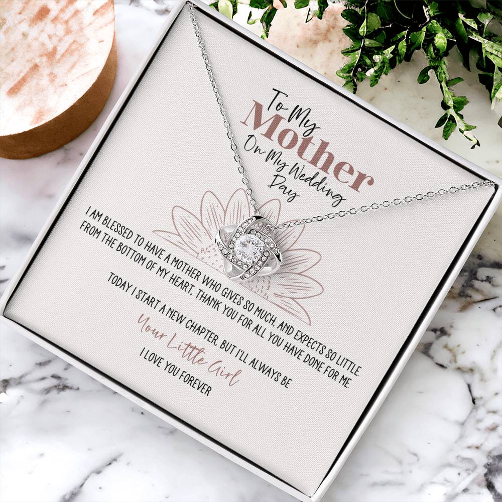 Sunflower Wedding Day Mother Personalized Love Knot Necklace