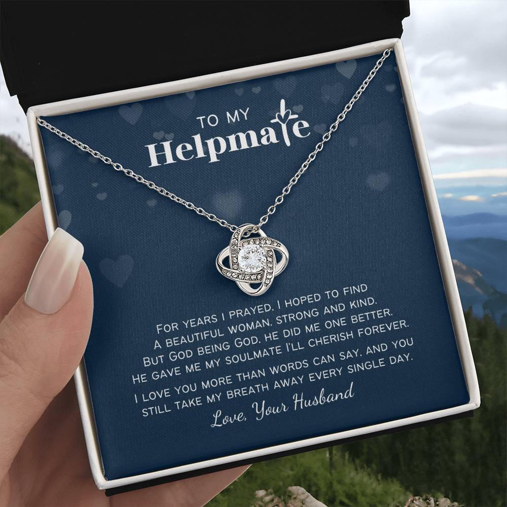 To My Helpmate Christian Personalized Love Knot Necklace