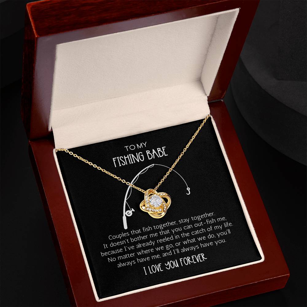 Catch Of My Life Fishing Babe Love Knot Necklace