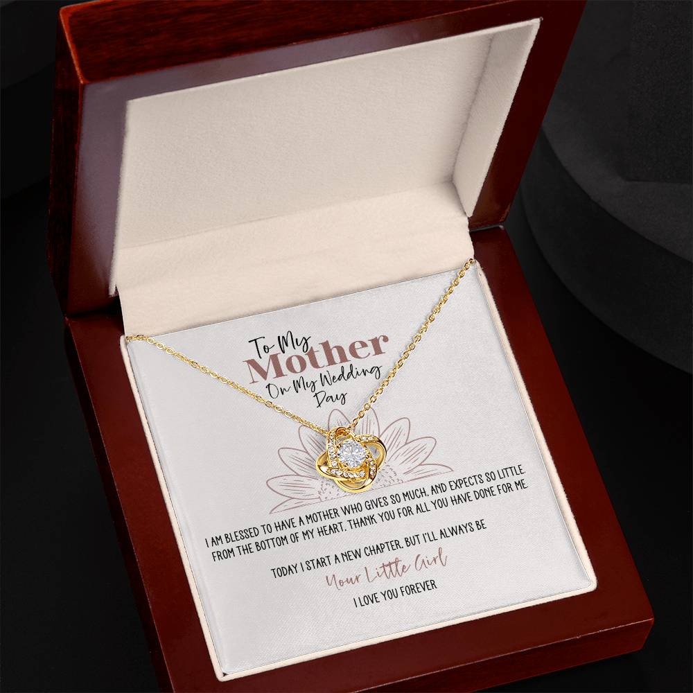 Sunflower Wedding Day Mother Personalized Love Knot Necklace