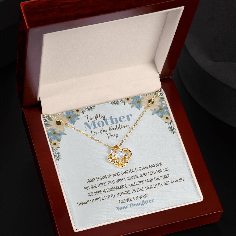 Blue Floral Wedding Day Mother Personalized Love Knot Necklace