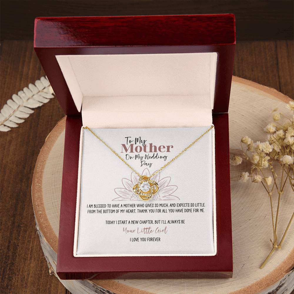 Sunflower Wedding Day Mother Personalized Love Knot Necklace
