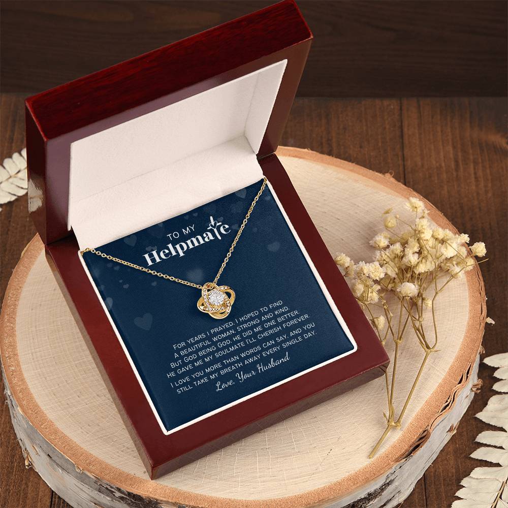 To My Helpmate Christian Personalized Love Knot Necklace