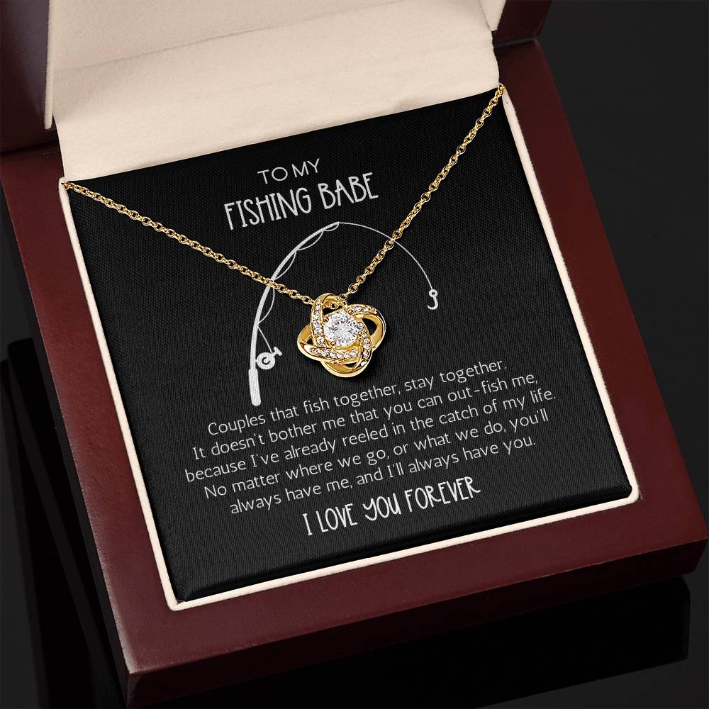 Catch Of My Life Fishing Babe Love Knot Necklace