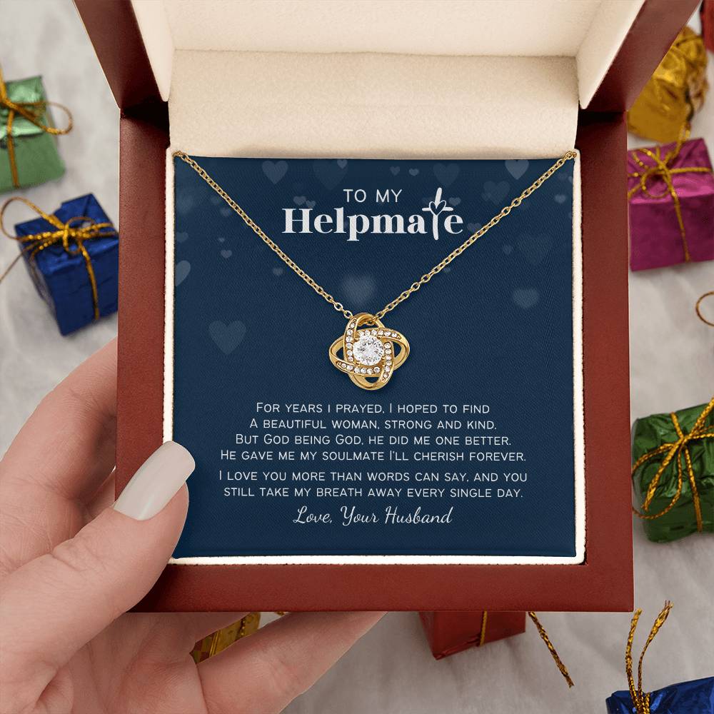 To My Helpmate Christian Personalized Love Knot Necklace