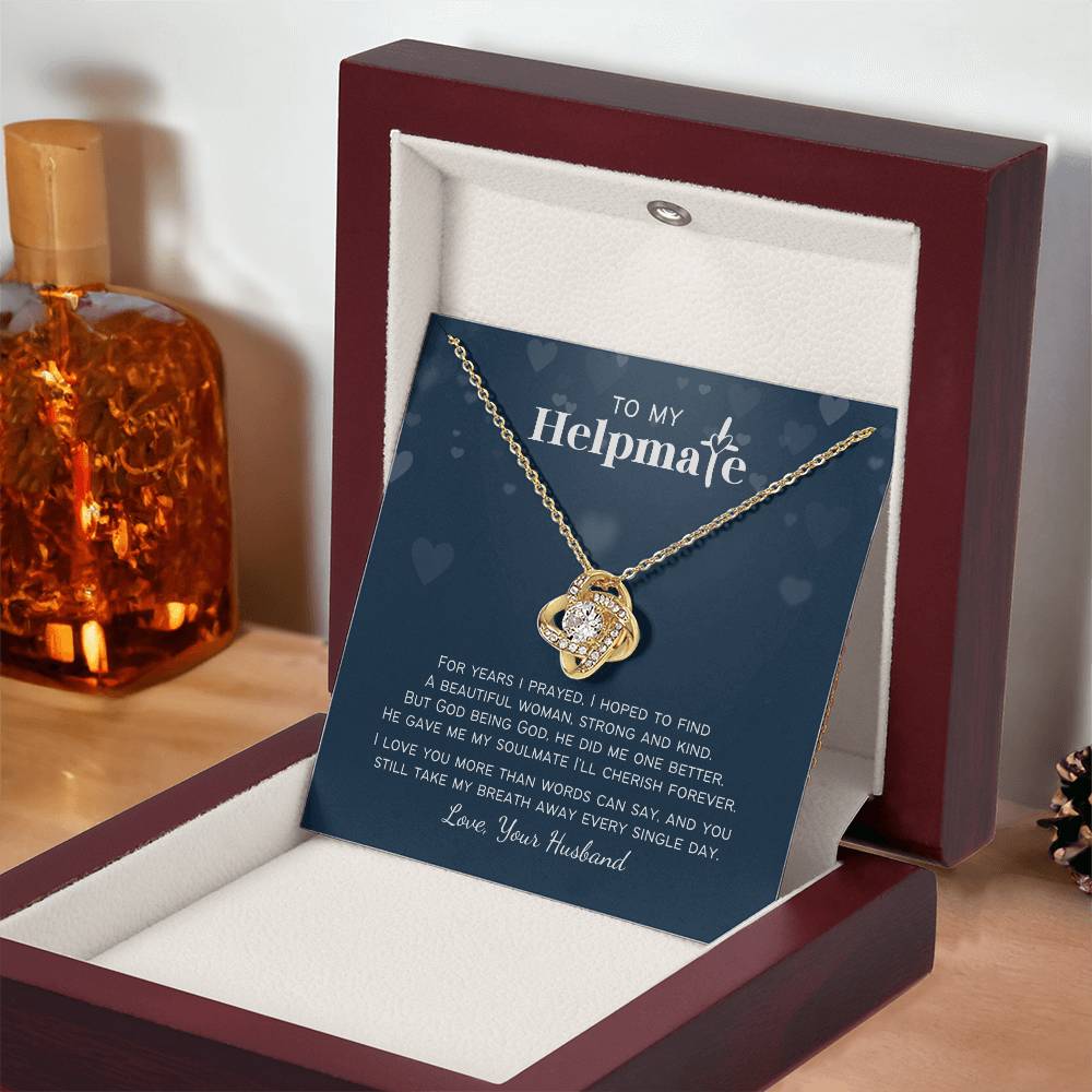 To My Helpmate Christian Personalized Love Knot Necklace