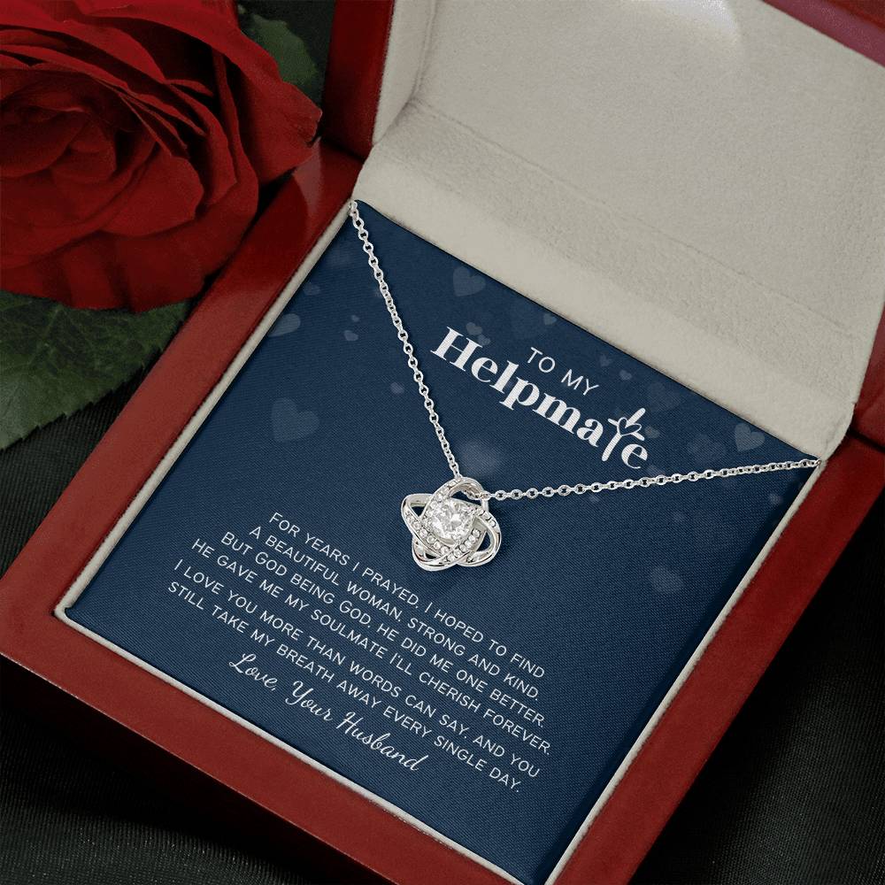To My Helpmate Christian Personalized Love Knot Necklace