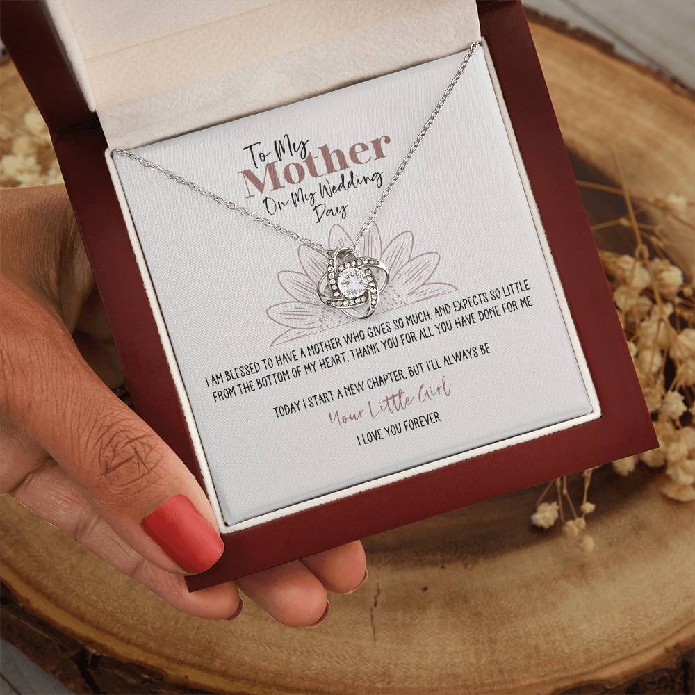 Sunflower Wedding Day Mother Personalized Love Knot Necklace