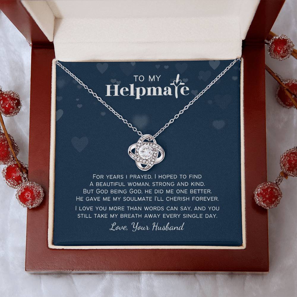 To My Helpmate Christian Personalized Love Knot Necklace