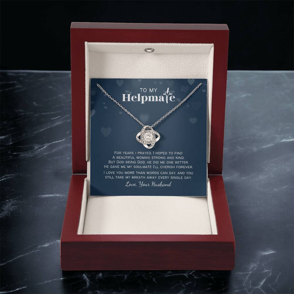 To My Helpmate Christian Personalized Love Knot Necklace