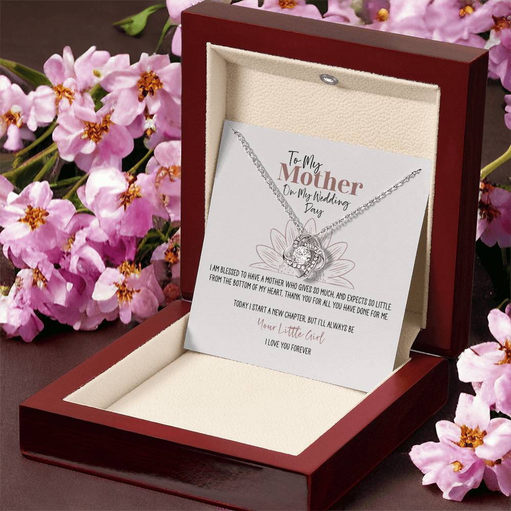 Sunflower Wedding Day Mother Personalized Love Knot Necklace