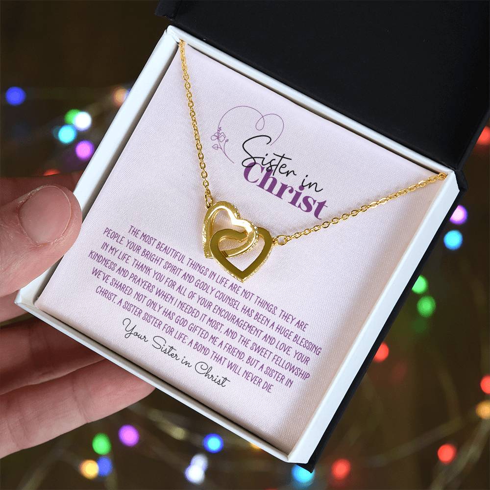 Sister in Christ Personalized Interlocking Hearts Necklace