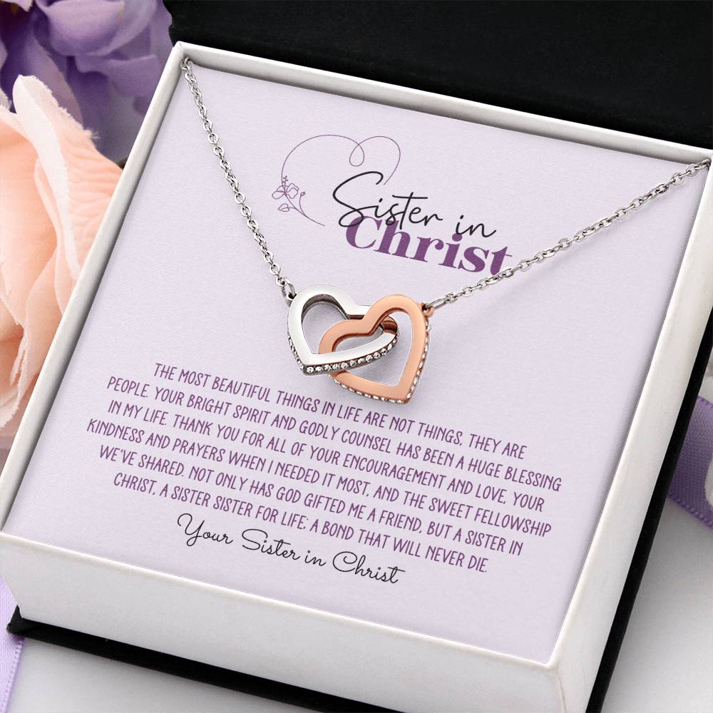 Sister in Christ Personalized Interlocking Hearts Necklace