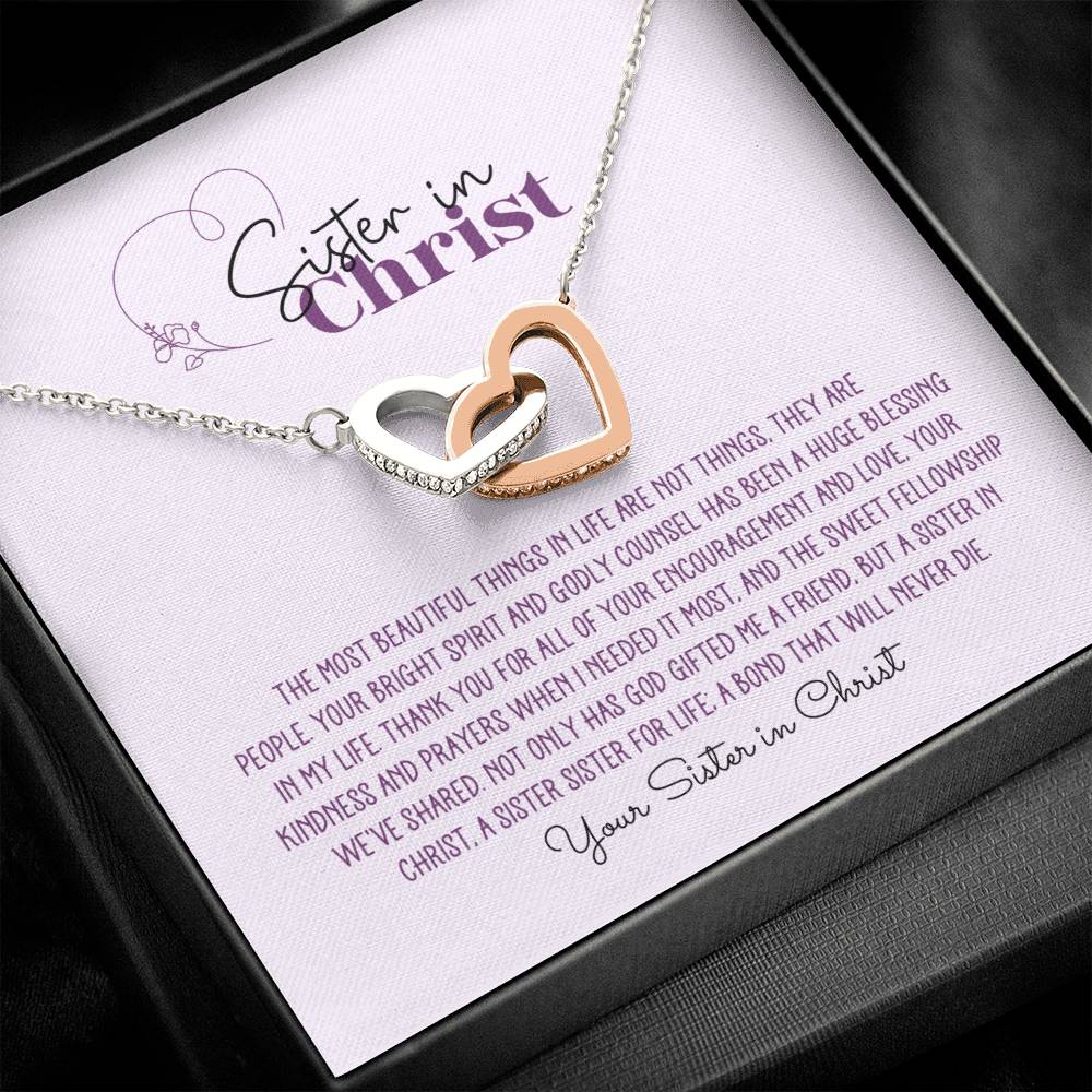Sister in Christ Personalized Interlocking Hearts Necklace