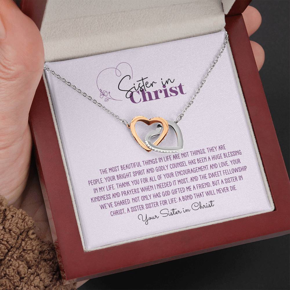 Sister in Christ Personalized Interlocking Hearts Necklace