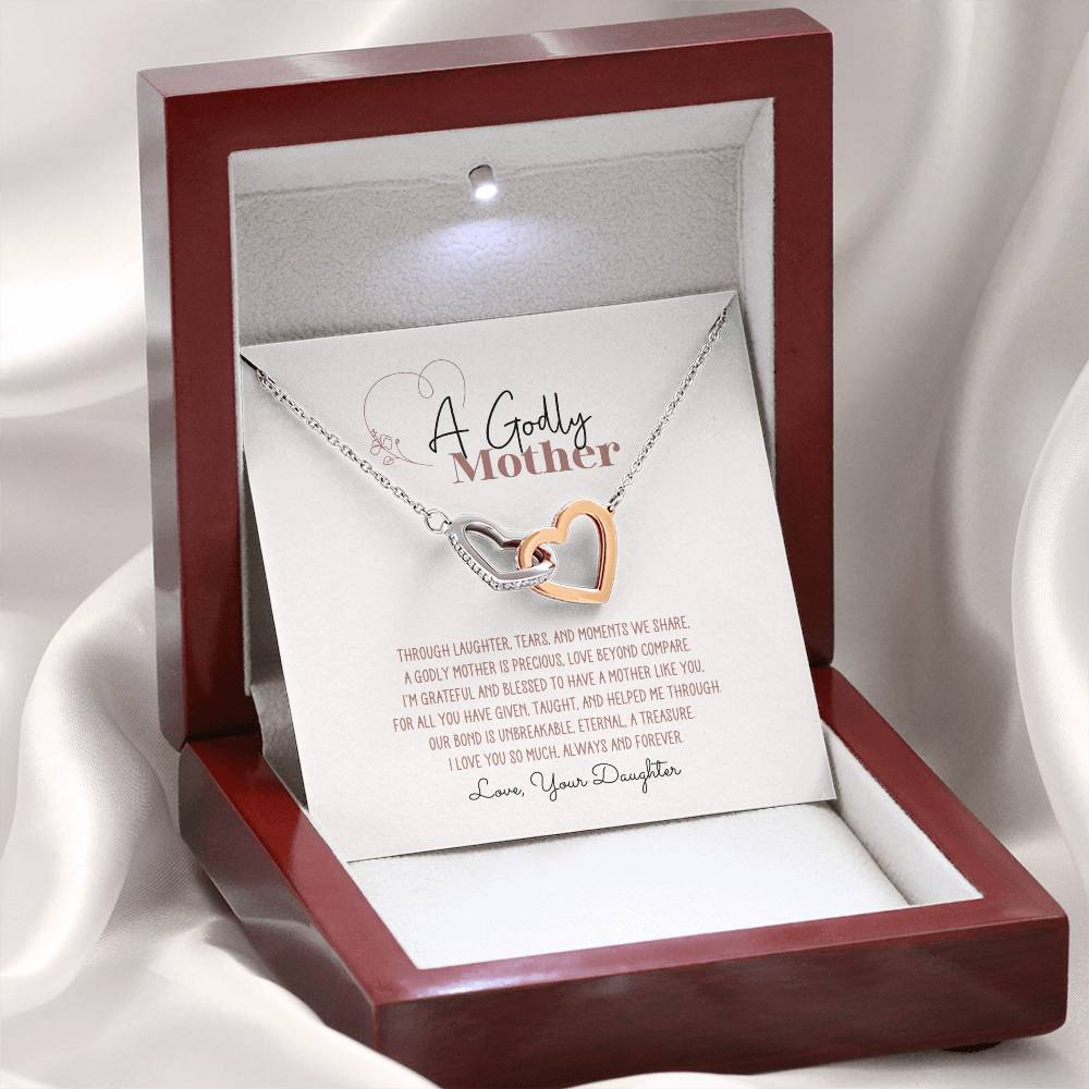 A Godly Mother Poem Interlocking Hearts Necklace
