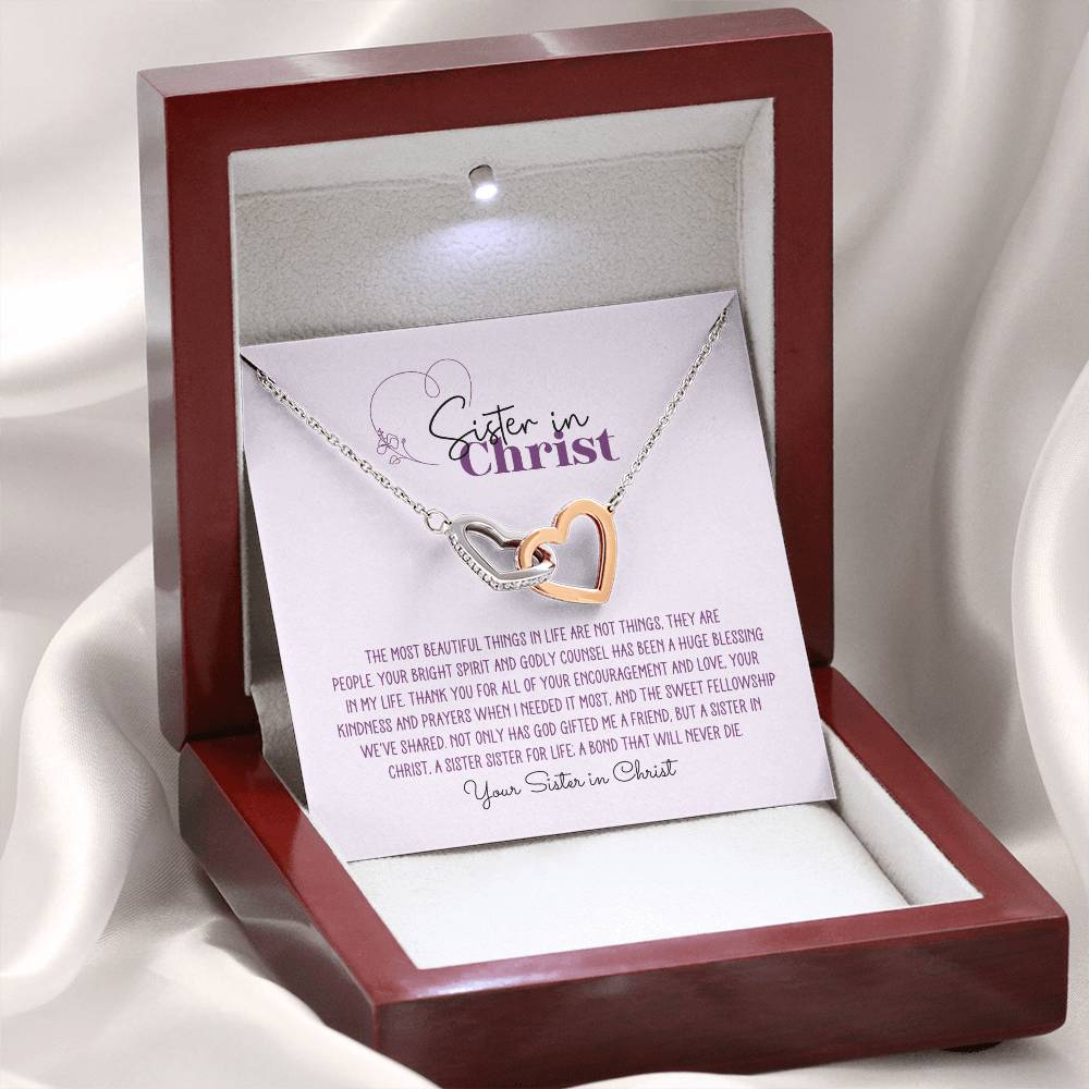 Sister in Christ Personalized Interlocking Hearts Necklace