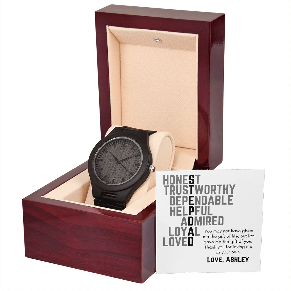 Personalized Stepdad Acronym Wooden Watch
