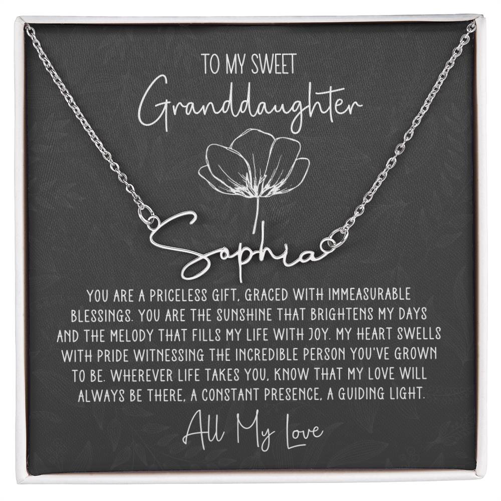 Sweet Granddaughter Personalized Signature Name Necklace