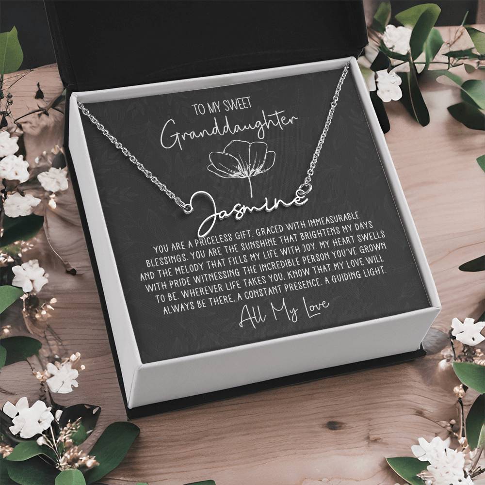 Sweet Granddaughter Personalized Signature Name Necklace