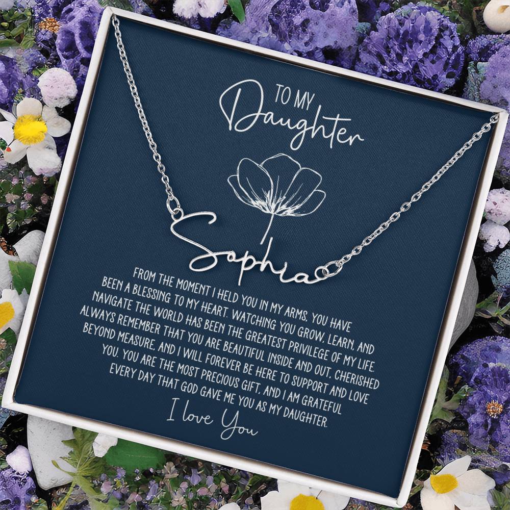 To My Daughter Personalized Signature Name Necklace